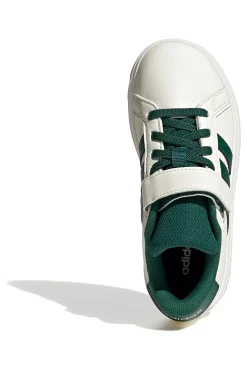 Sneakers bianche con strisce verdi e chiusura a strappo Adidas Grand Court 2 EL C