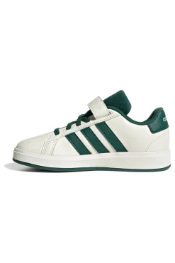 Sneakers bianche con strisce verdi e chiusura a strappo Adidas Grand Court 2 EL C
