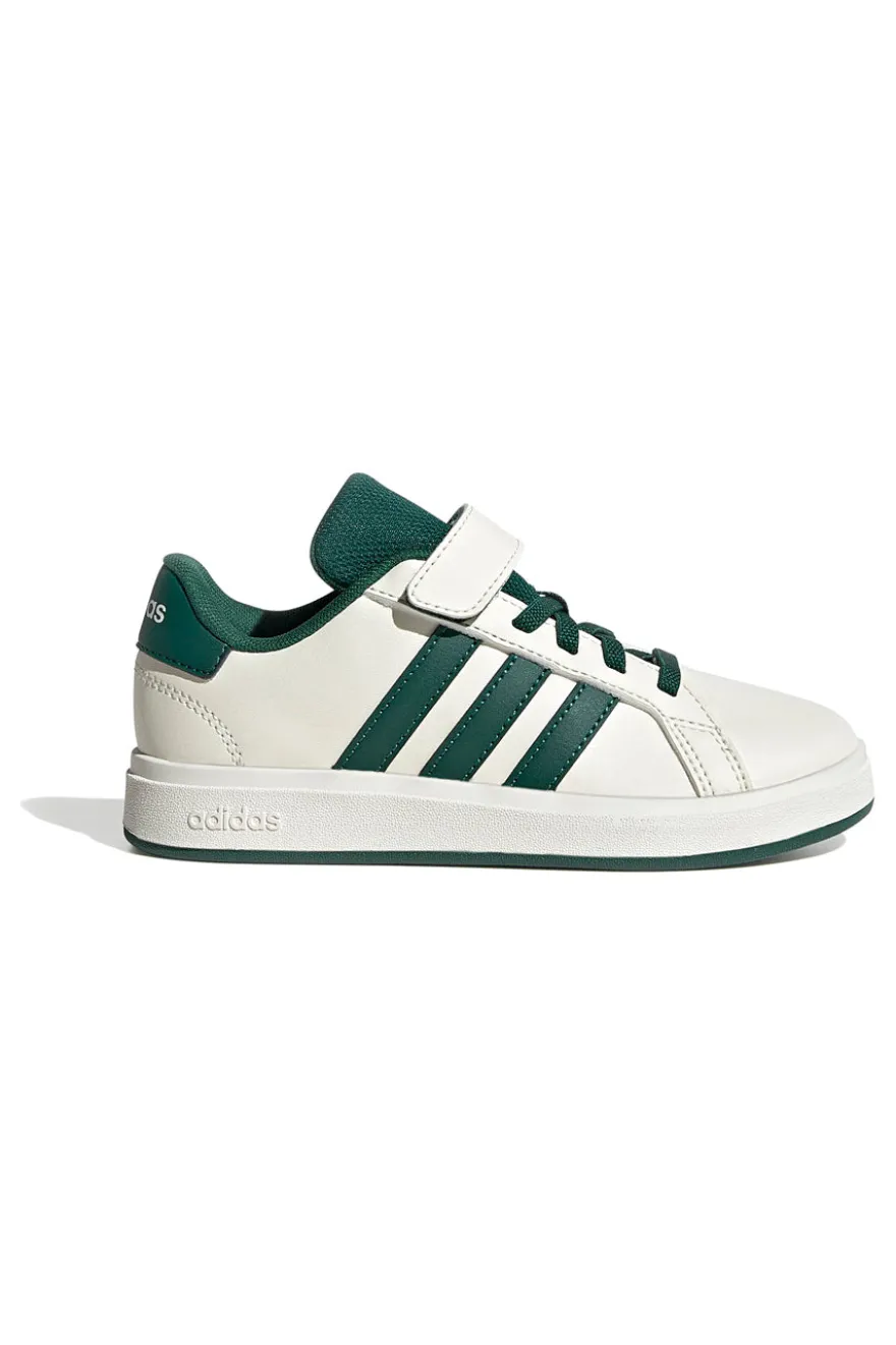 Sneakers bianche con strisce verdi e chiusura a strappo Adidas Grand Court 2 EL C