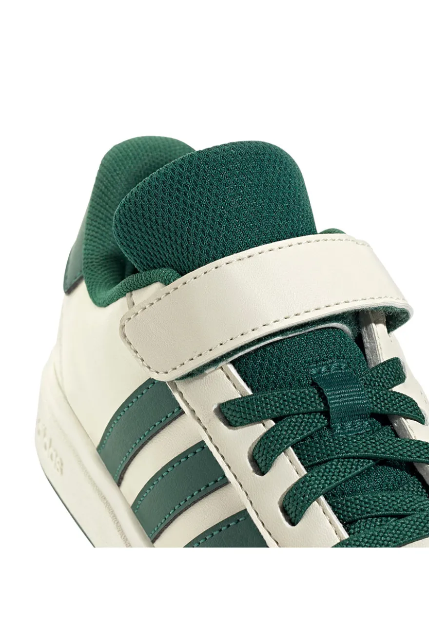 Sneakers bianche con strisce verdi e chiusura a strappo Adidas Grand Court 2 EL C