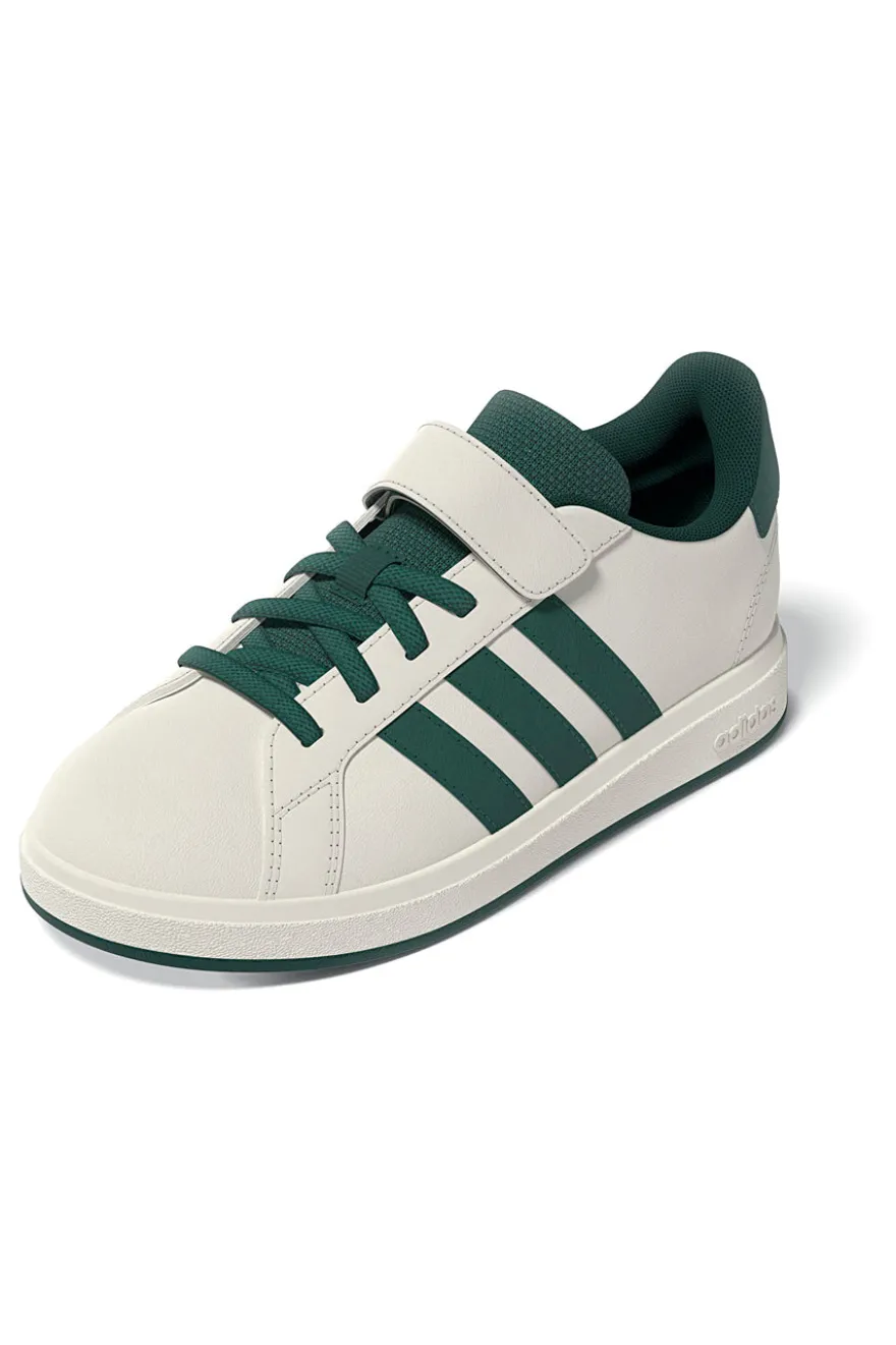 Sneakers bianche con strisce verdi e chiusura a strappo Adidas Grand Court 2 EL C