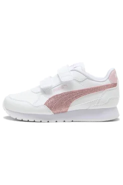 Sneakers bianche con striscia glitter rosa Puma ST Runner v4 SL Glitter V PS