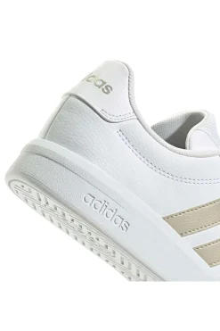 Sneakers bianche con strisce dorate in pelle sintetica riciclata Adidas Grand Court Base 3.0