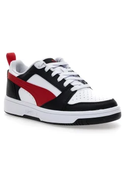 Sneakers Bianche Con Stringa Rossa Laterale Puma Rebound V6 LO JR