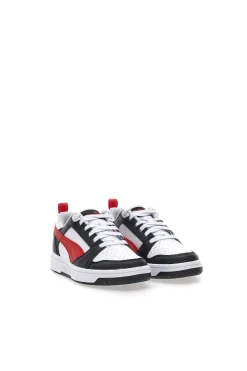 Sneakers Bianche Con Stringa Rossa Laterale Puma Rebound V6 LO JR