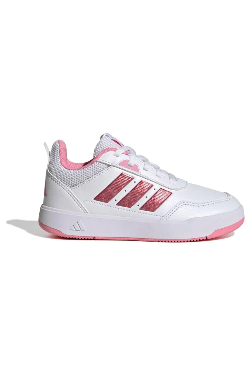 Sneakers bianche con strisce rosa metallizzate e suola antitraccia Adidas Tensaur Sport 3.0 K