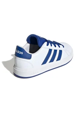 Sneakers bianche con strisce blu in materie sintetiche Adidas Grand Court 2.0 K