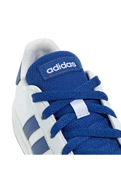 Sneakers bianche con strisce blu in materie sintetiche Adidas Grand Court 2.0 K