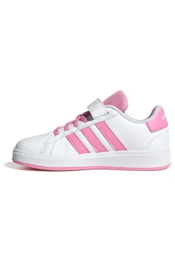 Sneakers bianche con strisce rosa e chiusura a strappo Adidas Grand Court 2 EL C
