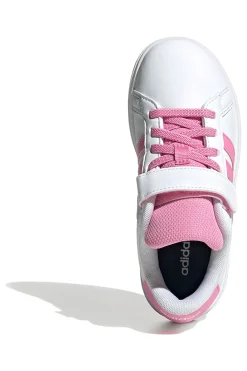 Sneakers bianche con strisce rosa e chiusura a strappo Adidas Grand Court 2 EL C