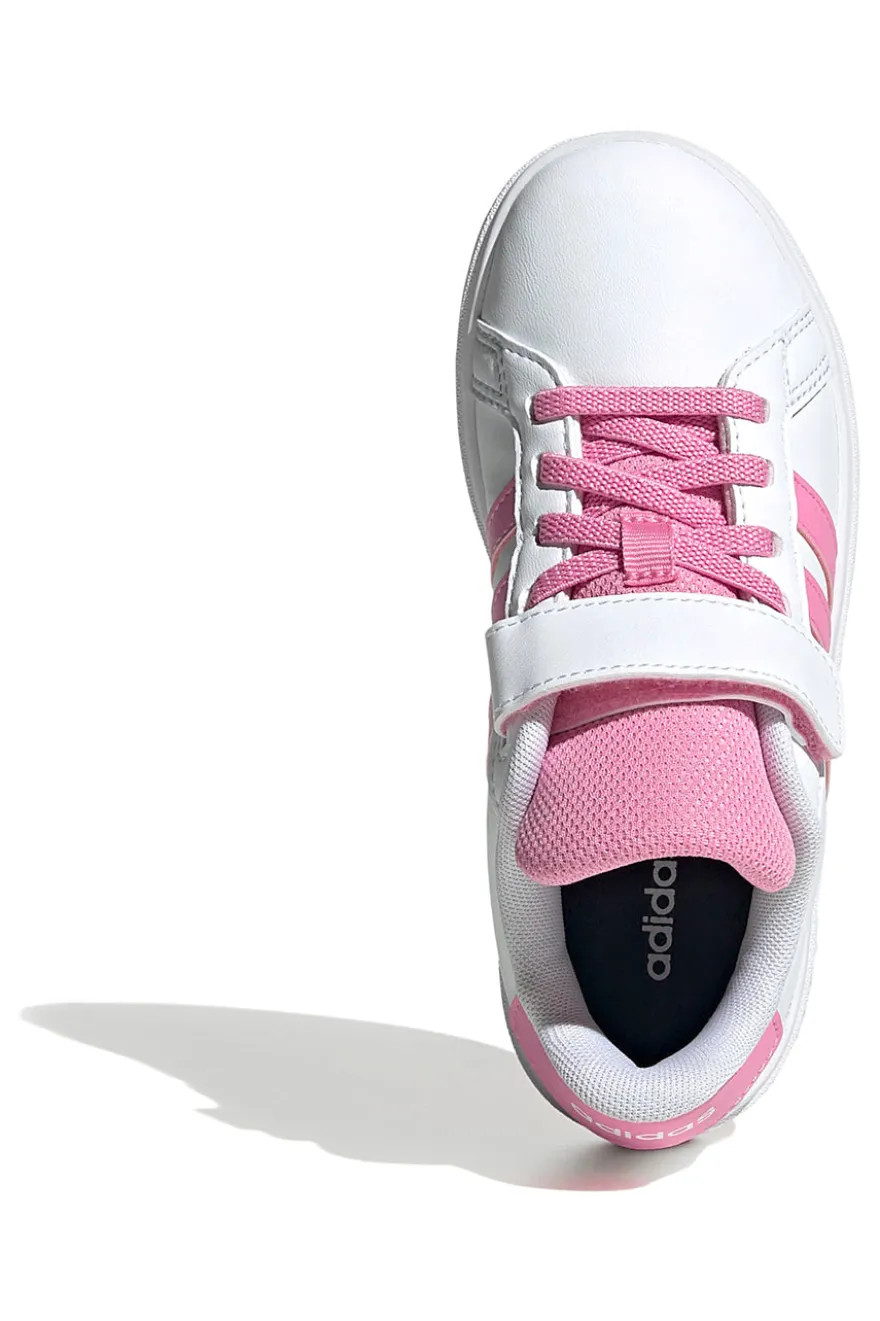 Sneakers bianche con strisce rosa e chiusura a strappo Adidas Grand Court 2 EL C
