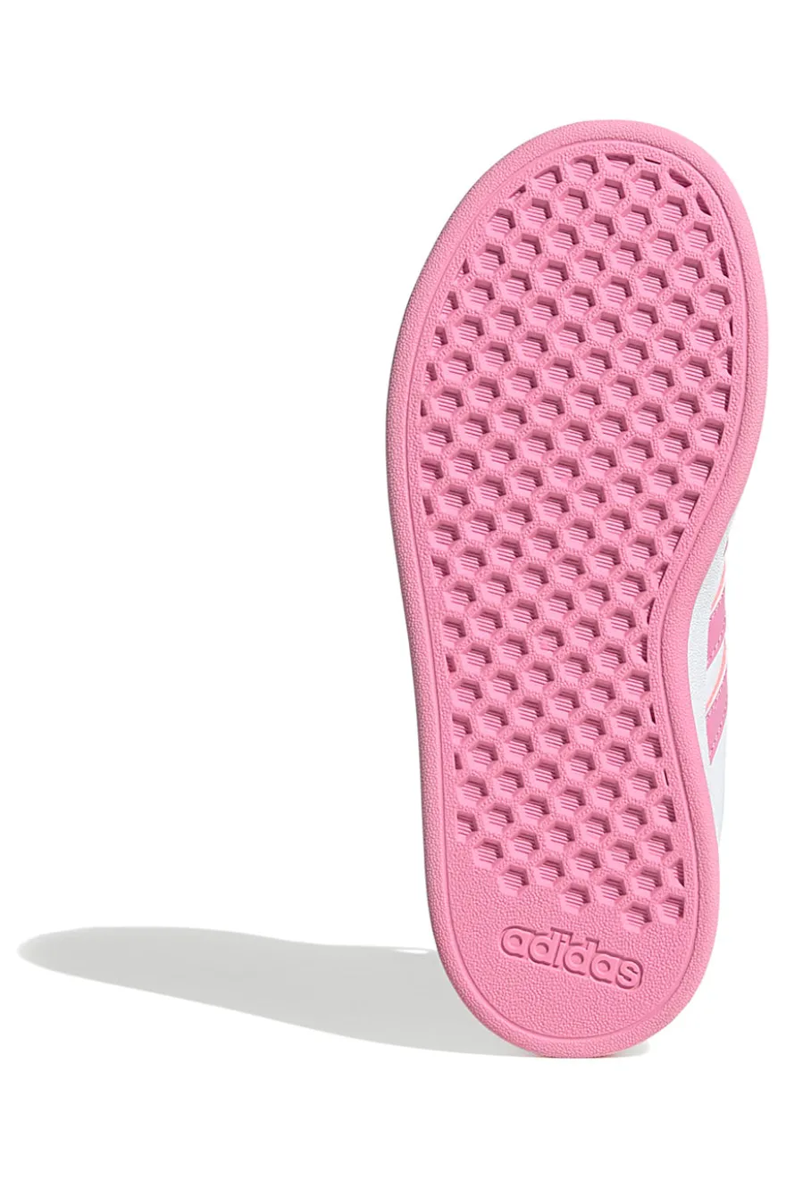Sneakers bianche con strisce rosa e chiusura a strappo Adidas Grand Court 2 EL C
