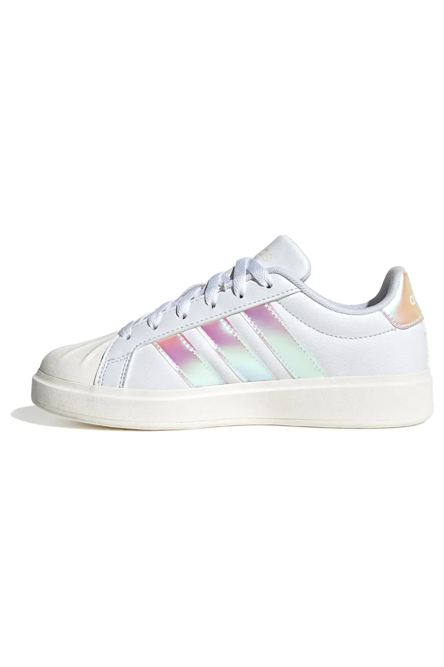Sneakers bianche con strisce iridescenti e punta a conchiglia Adidas Streettalk J