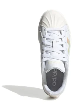 Sneakers bianche con strisce iridescenti e punta a conchiglia Adidas Streettalk J