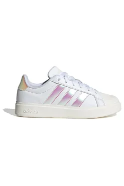 Sneakers bianche con strisce iridescenti e punta a conchiglia Adidas Streettalk J