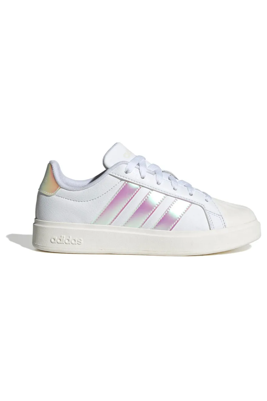 Sneakers bianche con strisce iridescenti e punta a conchiglia Adidas Streettalk J