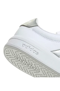 Sneakers bianche con strisce argento in pelle sintetica Adidas Grand Court 3 J
