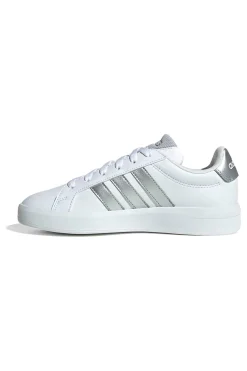 Sneakers bianche con strisce argento in pelle sintetica Adidas Grand Court 3 J