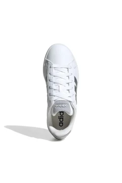 Sneakers bianche con strisce argento in pelle sintetica Adidas Grand Court 3 J