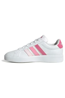 Sneakers bianche con strisce rosa sfumate in materiale sintetico Adidas Grand Court 3.0 J