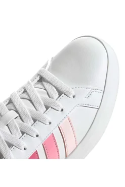 Sneakers bianche con strisce rosa sfumate in materiale sintetico Adidas Grand Court 3.0 J