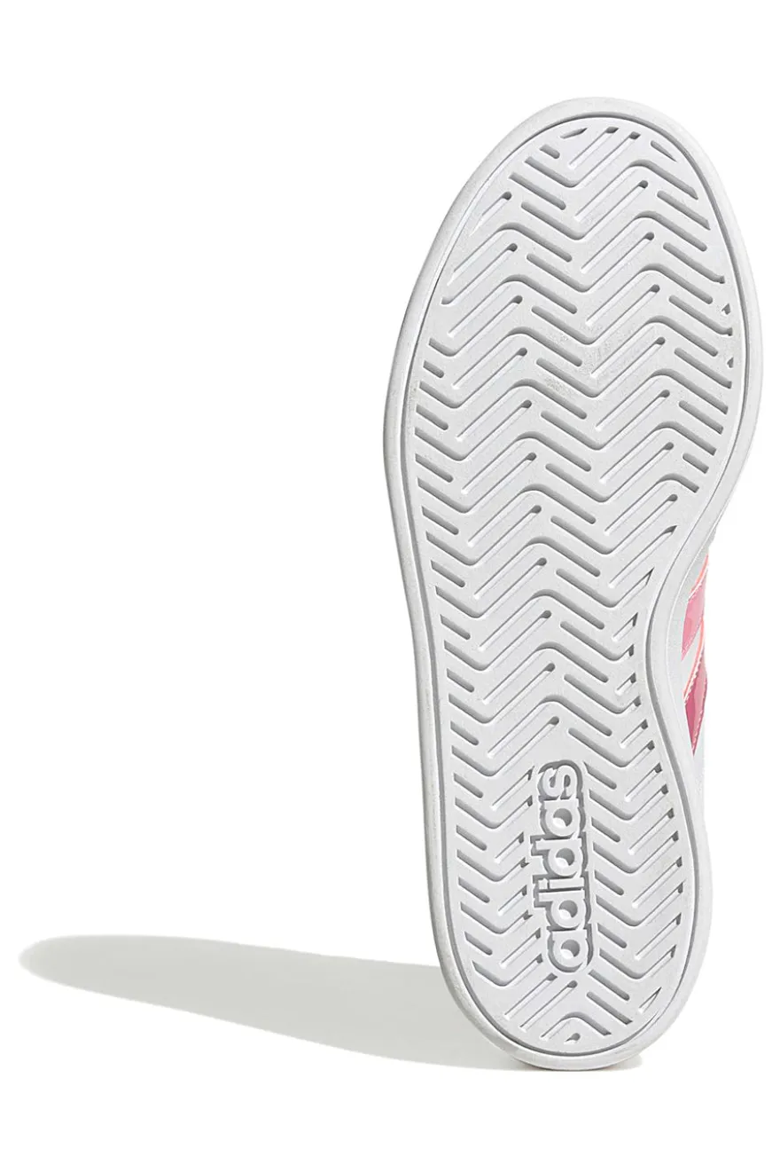Sneakers bianche con strisce rosa sfumate in materiale sintetico Adidas Grand Court 3.0 J