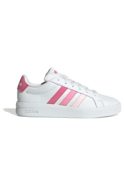 Sneakers bianche con strisce rosa sfumate in materiale sintetico Adidas Grand Court 3.0 J