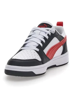 Sneakers Bianche Con Stringa Rossa Laterale Puma Rebound V6 LO JR