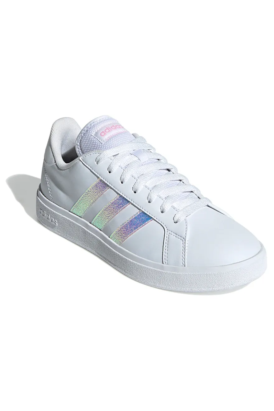 Sneakers bianche con strisce iridescenti in materie sintetiche Adidas Grand Court Base 2.0