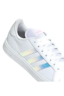 Sneakers bianche con strisce iridescenti in materie sintetiche Adidas Grand Court Base 2.0