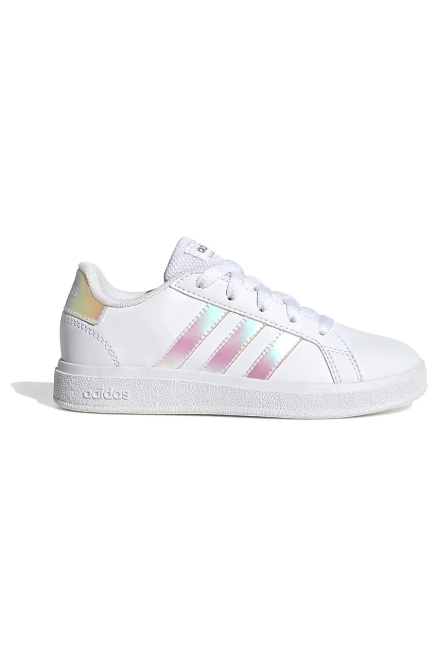 Sneakers bianche con strisce iridescenti Adidas Grand Court 2 K