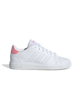 Sneakers bianche con tallone rosa e strisce traforate Adidas Advantage Base 2.0 J
