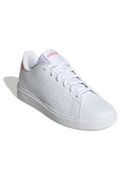 Sneakers bianche con tallone rosa e strisce traforate Adidas Advantage Base 2.0 J