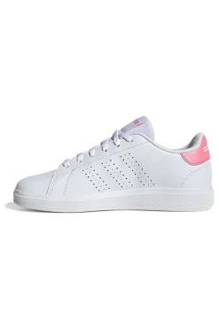 Sneakers bianche con tallone rosa e strisce traforate Adidas Advantage Base 2.0 J