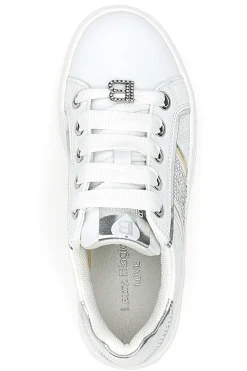 Sneakers Bianche con Tomaia Liscia e Dettagli Glitterati LAURA BIAGIOTTI L8327