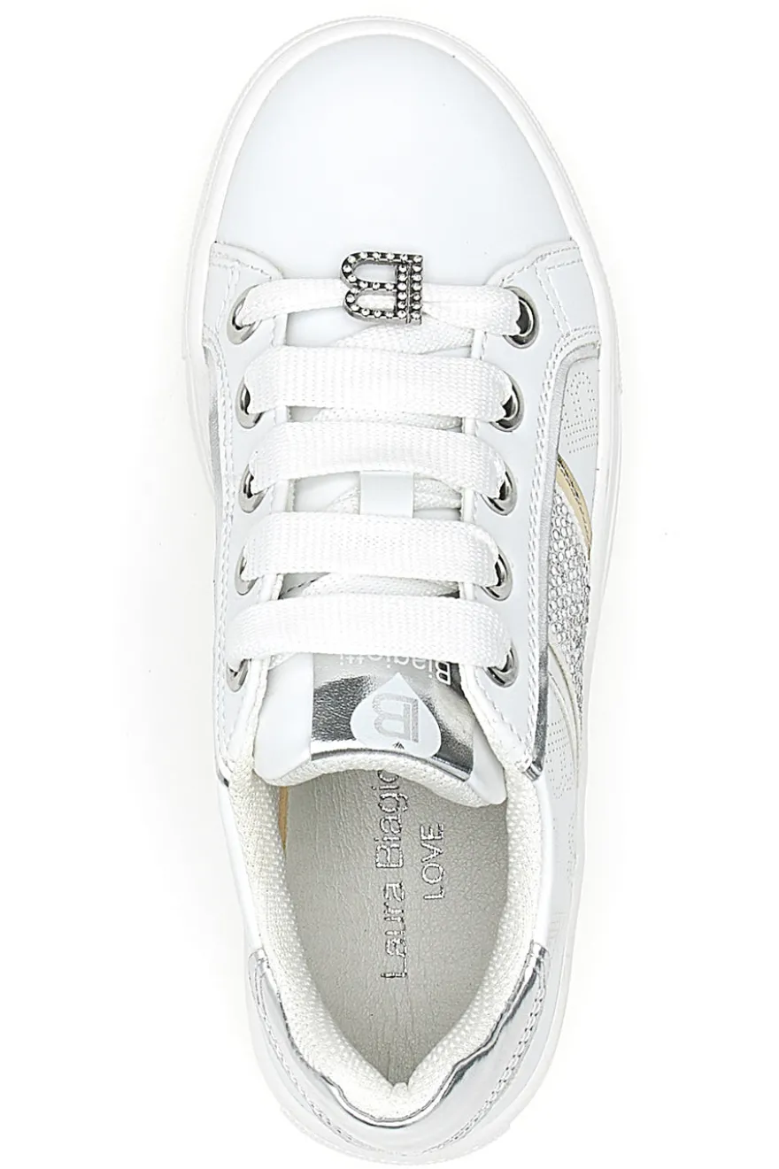 Sneakers Bianche con Tomaia Liscia e Dettagli Glitterati LAURA BIAGIOTTI L8327