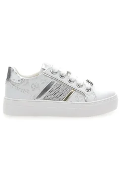 Sneakers Bianche con Tomaia Liscia e Dettagli Glitterati LAURA BIAGIOTTI L8327