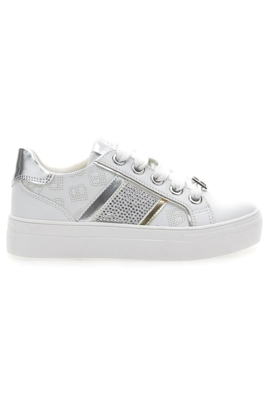 Sneakers Bianche con Tomaia Liscia e Dettagli Glitterati LAURA BIAGIOTTI L8327