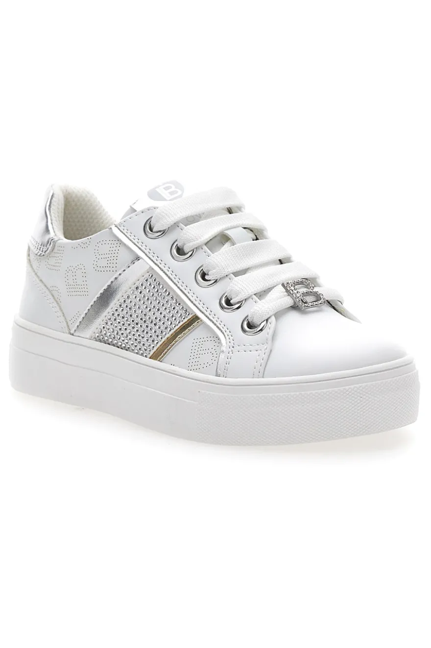 Sneakers Bianche con Tomaia Liscia e Dettagli Glitterati LAURA BIAGIOTTI L8327