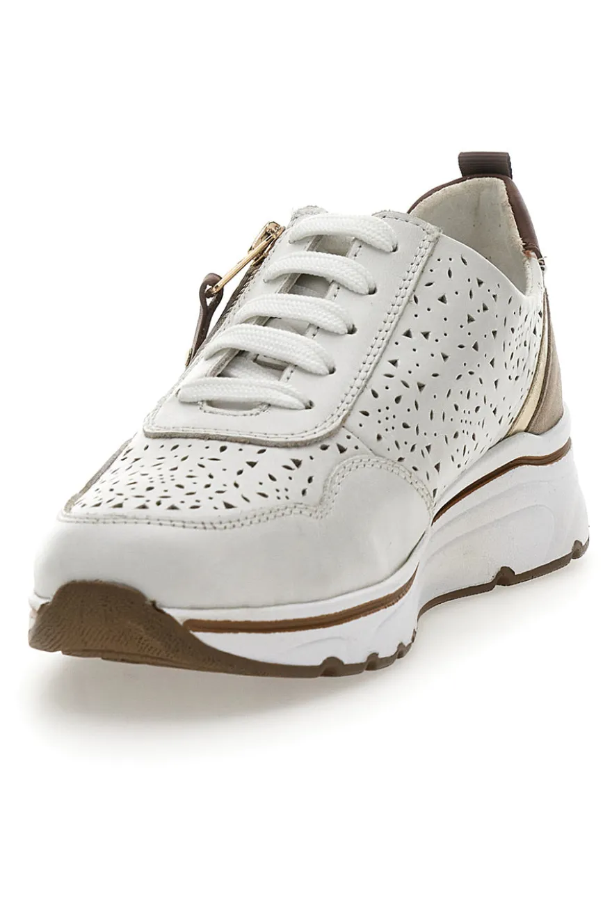 Sneakers Bianche con Tomaia in Pelle Traforata PRIMA RIGA 21464GLAM