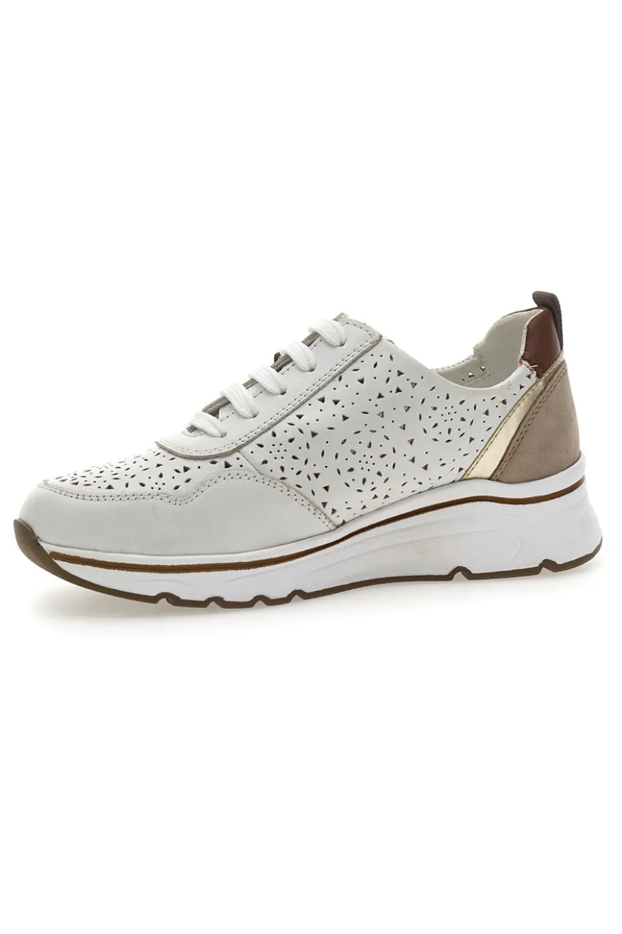 Sneakers Bianche con Tomaia in Pelle Traforata PRIMA RIGA 21464GLAM