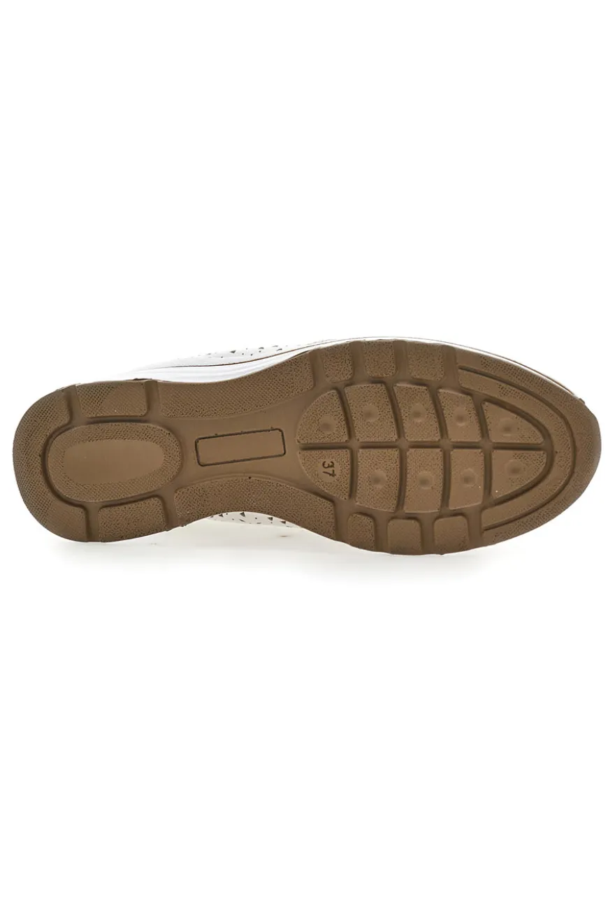 Sneakers Bianche con Tomaia in Pelle Traforata PRIMA RIGA 21464GLAM