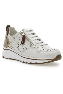 Sneakers Bianche con Tomaia in Pelle Traforata PRIMA RIGA 21464GLAM