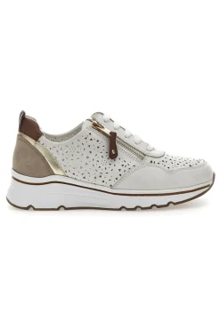 Sneakers Bianche con Tomaia in Pelle Traforata PRIMA RIGA 21464GLAM