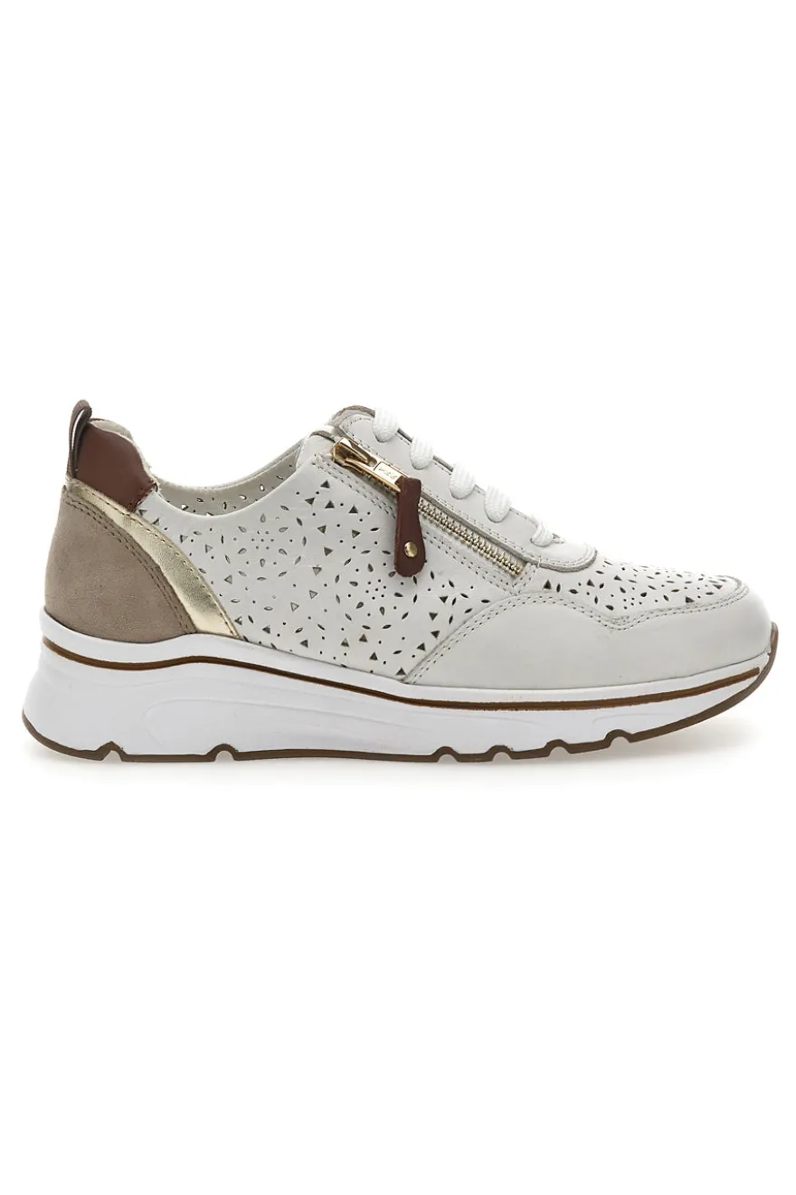 Sneakers Bianche con Tomaia in Pelle Traforata PRIMA RIGA 21464GLAM