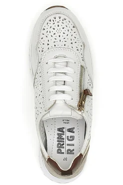 Sneakers Bianche con Tomaia in Pelle Traforata PRIMA RIGA 21464GLAM
