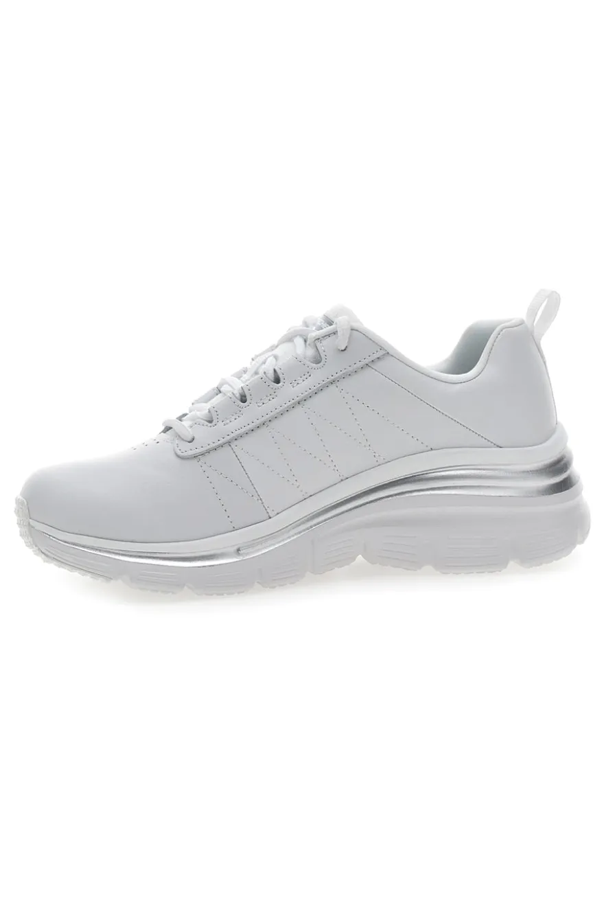 Sneakers Bianche con Tomaia in Pelle Skechers Fashion Fit - Effortless