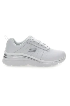 Sneakers Bianche con Tomaia in Pelle Skechers Fashion Fit - Effortless