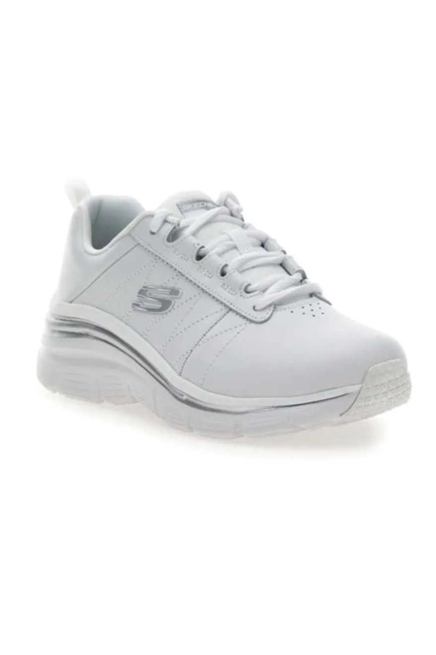 Sneakers Bianche con Tomaia in Pelle Skechers Fashion Fit - Effortless