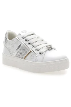 Sneakers Bianche con Tomaia Liscia e Dettagli Glitterati LAURA BIAGIOTTI L8327